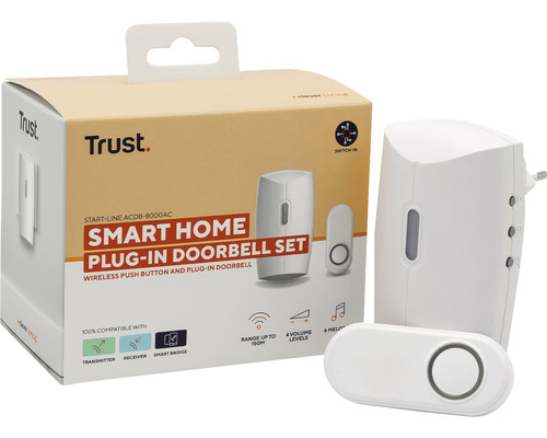 Trust Smart Home Steckdosen-Türklingel Set mit Funk-Druckknopf und Steckdosen-Türklingel