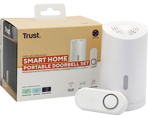 Trust Smart Home tragbares Türklingelset mit Sender und Empfänger