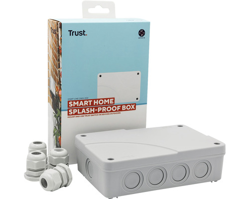 Trust Smart Home Spritzwassergeschützte Box mit Verpackung und Kabelverschraubungen