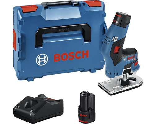 Kantenfräse Bosch Professional GKF 12V-8, inkl. 2 Akkus (3.0Ah), Ladegerät und L-BOXX 136