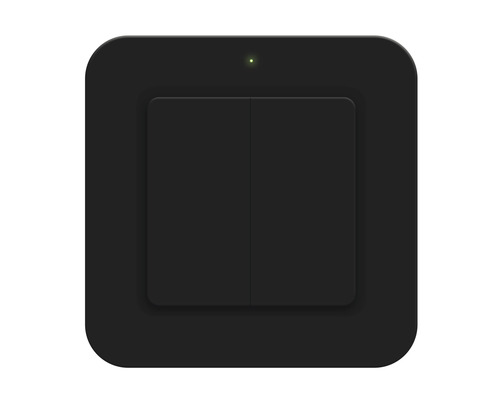 Schwarzer Lichtschalter mit zwei Schaltern und LED