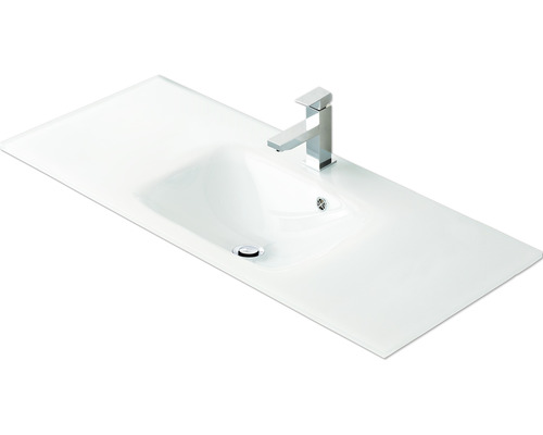 Waschtisch aus Glas mit Armatur