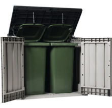 Mülltonnenbox Stora Way Plus XL inkl. Gasdruckfedern 145 x 85 x 124,5 cm Holzoptik taupe-anthrazit