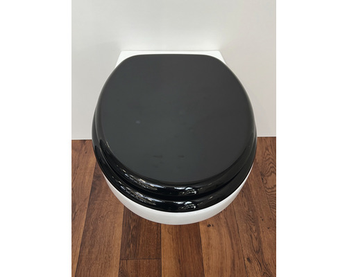 Wand-Tiefspülklosett mit schwarzem WC-Sitz