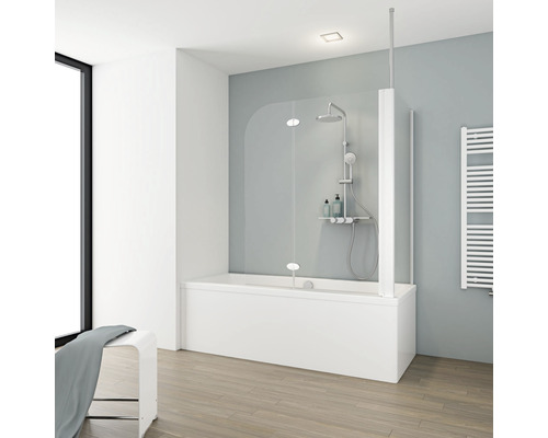 Badewannenaufsatz 2-teilig mit Seitenwand SCHULTE Komfort 114,5 x 140 cm Klarglas Profilfarbe weiß D 2656 04 50 140