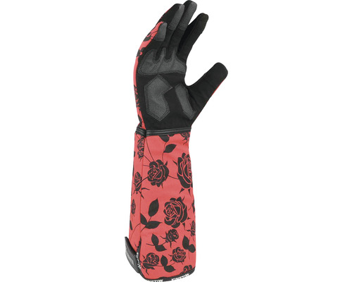 Eine Gartenhandschuh mit Rosenmuster.