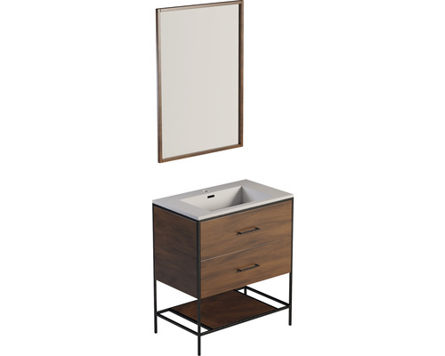 Waschtisch mit Spiegel, zwei Schubladen und Ablagefläche für das Badezimmer