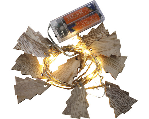 Lichterkette mit Anhänger Lafiora Baum aus Holz L 150 cm 15 LEDs Lichtfarbe warmweiß
