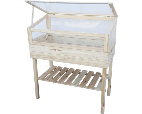 Hochbeet aus Holz mit Pflanzkasten und Ablagefläche