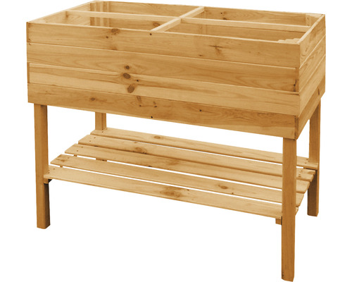 Hochbeet aus Holz mit Ablagefläche