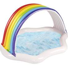 Aufblasbares Planschbecken mit Regenbogen-Sonnenschutz