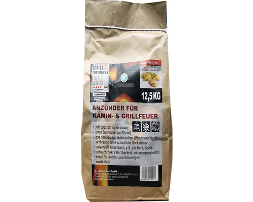 Anzünder für Kamin- und Grillfeuer Lienbacher 12,5 kg ca. 1000 St Lienbacher Kaminanzünder und Grillanzünder, 12,5 Kilogramm Packung