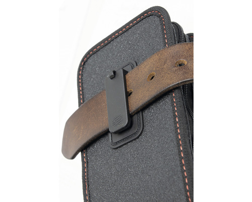 Schwarze Werkzeugtasche mit Gürtelclip und Gürtel
