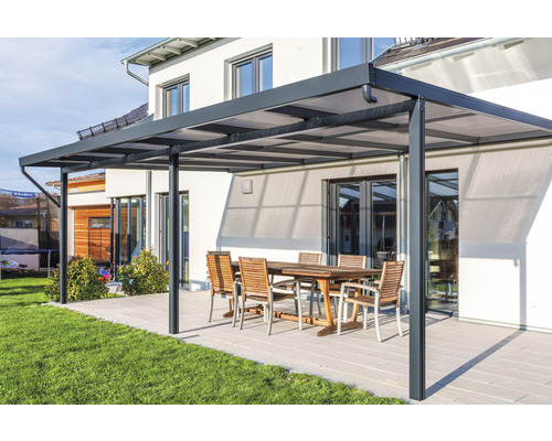 Terrassenüberdachung gutta Premium Polycarbonat bronze 611 x 406 cm anthrazit