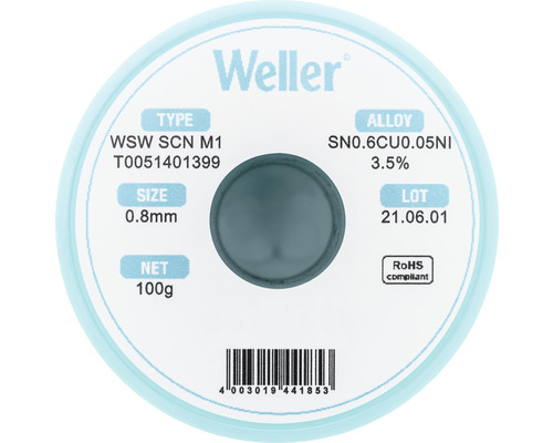 Weller Lötdraht mit 0,8 mm Durchmesser und 100 g Gewicht