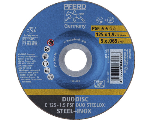 Trennscheibe PFERD PSF DUO STEELOX Stahl/Inox Ø 125x22,23 mm