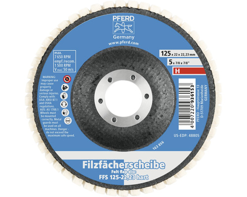 Reinigungsscheibe Hart PFERD Ø 125x22,23 mm Filzfächerscheibe, 125 x 22 x 22,23 Millimeter
