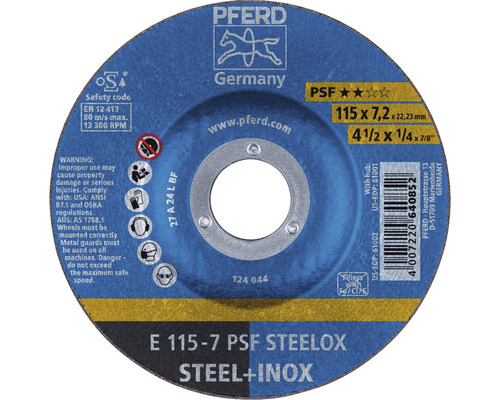 Schruppscheibe PFERD PSF STEELOX Stahl/Inox Ø 115x22,23 mm