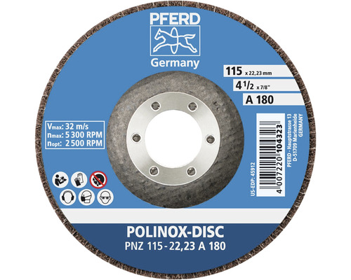 Reinigungsscheibe PFERD PNZ Ø 115x22,23 mm Korn 180 Pferd Polinox Schleifscheibe PNZ 115-22,23 A 180