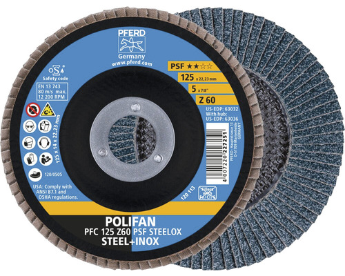Polifan Schleifmopteller PFC 125 Z60 PSF Steelox Stahl plus Inox