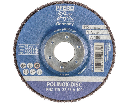 Reinigungsscheibe PFERD PNZ Ø 115x22,23 mm Korn 100 Pferd Polinox Schleifscheibe 115 x 22,23 mm
