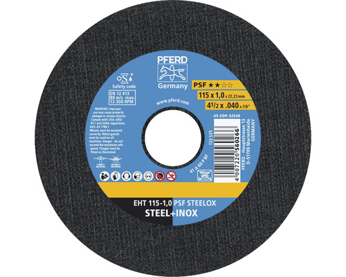 Trennscheibe PFERD EHT PSF STEELOX Ø 115x22,23 mm Trennscheibe fuer Stahl und Edelstahl, 115 x 1,0 x 22,23 Millimeter