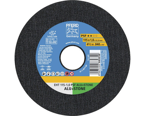 Trennscheibe PFERD EHT PSF ALU+STONE Ø 115x22,23 mm Trennscheibe für Aluminium und Stein, 115 x 1,0 x 22,23 Millimeter