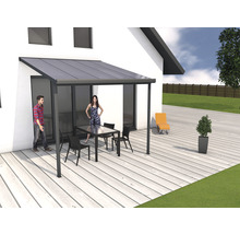 Terrassenüberdachung gutta Bausatz Doppelstegplatten transparent 306 x 306 cm anthrazit