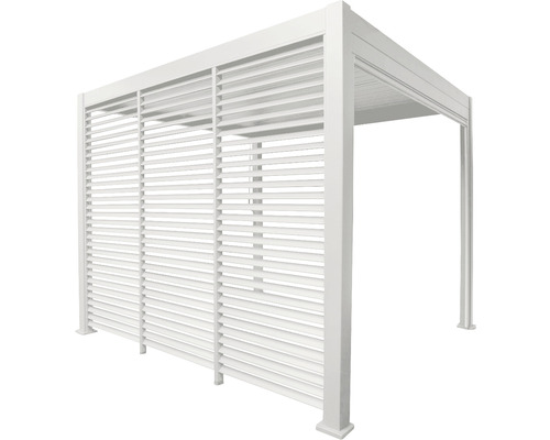 Weiße Aluminium Terrassenüberdachung mit Lamellen