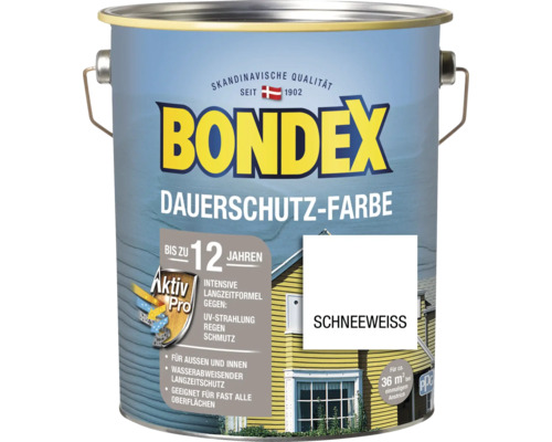 BONDEX Holzfarbe-Dauerschutzfarbe schneeweiß 4,0 L