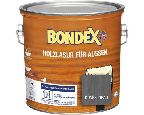 BONDEX Holzlasur dunkelgrau 2,5 l