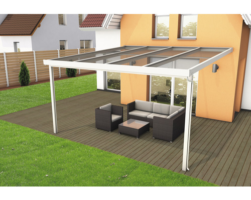 Terrassenüberdachung gutta Premium Polycarbonat bronze 410,2 x 406 cm weiß