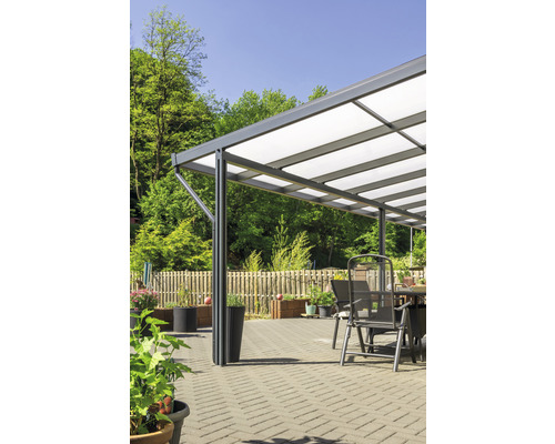 Terrassenüberdachung gutta Premium Polycarbonat klar 1014 x 406 cm anthrazit