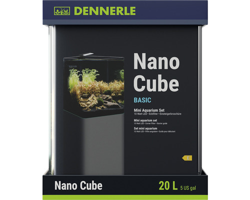 Aquarium DENNERLE Nano Cube Basic, 20 L, LED Beleuchtung Chihiros C 251 inkl. Innenfilter, Abdeckscheibe, Sicherheitsunterlage, Scaper‘s Back Rückwandfolie, Einsteigerbroschüre , Dennerle Nano Cube Basic Mini Aquarium Set mit 20 Liter Volumen