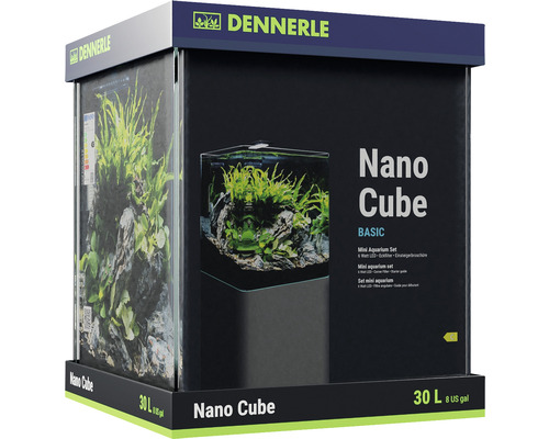 Aquarium DENNERLE Nano Cube Basic, 30 L, LED Beleuchtung Chihiros C 251 inkl. Innenfilter, Abdeckscheibe, Sicherheitsunterlage, Scaper‘s Back Rückwandfolie, Einsteigerbroschüre , Dennerle Nano Cube Basic Mini Aquarium Set