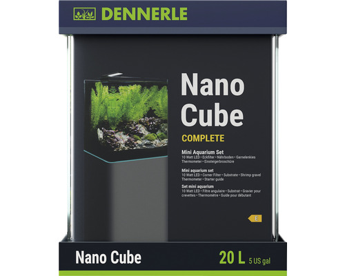 Aquarium DENNERLE Nano Cube Complete, 20 L, LED Beleuchtung Chihiros C 251 inkl. Innenfilter, Abdeckscheibe, Sicherheitsunterlage, Scaper‘s Back Rückwandfolie, Einsteigerbroschüre , Nährboden, Kies und Thermometer Dennerle Nano Cube Komplett Aquarium Set, 20 Liter