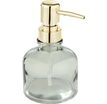Seifenspender aus Glas mit goldfarbener Pumpe