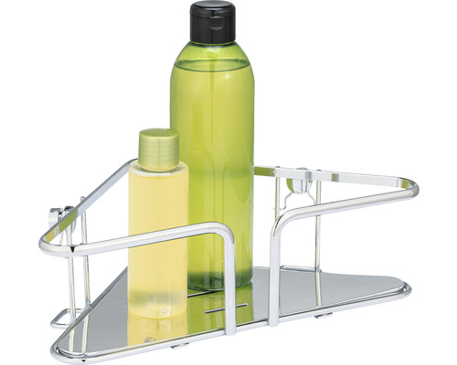 Eckregal aus Metall mit zwei Flaschen