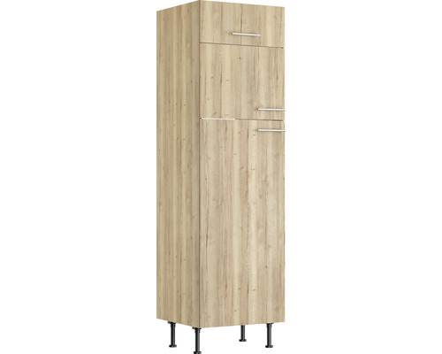 Optifit Kühlumbauschrank für 145er Einbaukühlschrank Erik290 BxTxH 60 x 58,4 x 211,8 cm wildeiche strukturiert matt zerlegt Anschlag reversibel KFER H614-8+ Hochschrank mit zwei Türen und vier Füßen
