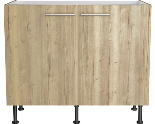 Waschtischunterschrank mit zwei Türen und Griffen in Holzoptik