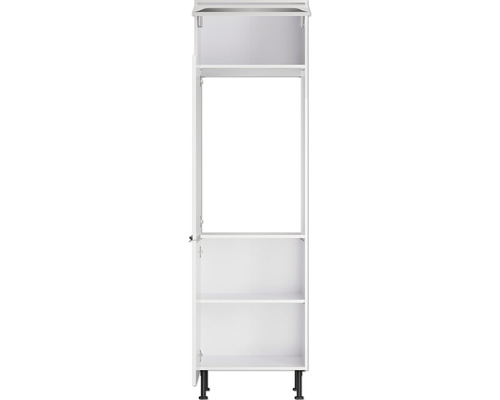 Weißer Küchenschrank mit offenen Fächern und Füßen