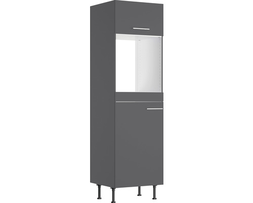 Optifit Backofen/Kühlumbauschrank für 88er Einbaukühlschrank Ingvar420 BxTxH 60 x 58,4 x 211,8 cm anthrazit matt zerlegt Anschlag reversibel KFIN HOMK660-8+ Grauer Hochschrank mit zwei Türen und Füßen