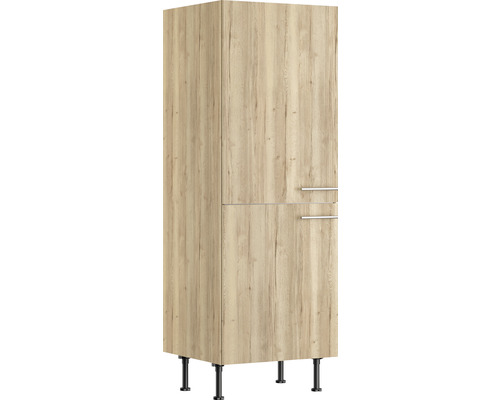 Optifit Kühlumbauschrank für 88er Einbaukühlschrank Erik290 BxTxH 60 x 58,4 x 176,6 cm wildeiche strukturiert matt zerlegt Anschlag reversibel KFER MH661-8+ Hochschrank mit zwei Türen und schwarzen Füßen
