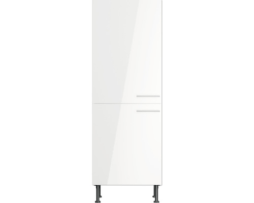 Weißer Hochschrank mit zwei Türen und Griffen