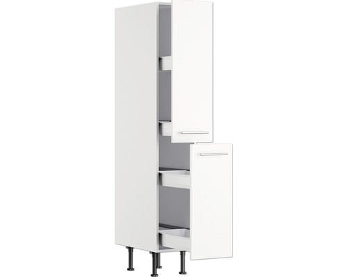 Weißer Küchenhochschrank mit Auszügen und Füßen
