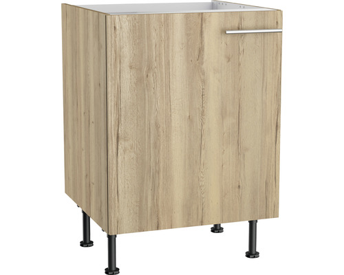 Optifit Spülenschrank Erik290 BxTxH 60x58,4x87 cm wildeiche strukturiert matt zerlegt Anschlag reversibel (links oder rechts montierbar)