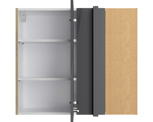 Offener Spiegelschrank mit Regalböden