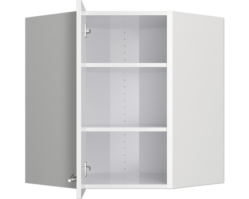 Offener weißer Eckhängeschrank mit zwei Einlegeböden