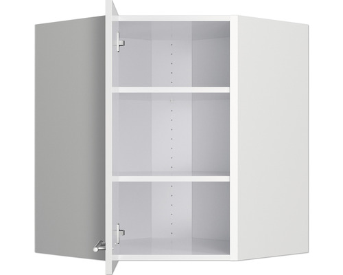 Weißer Eckhängeschrank mit Regalböden für die Küche