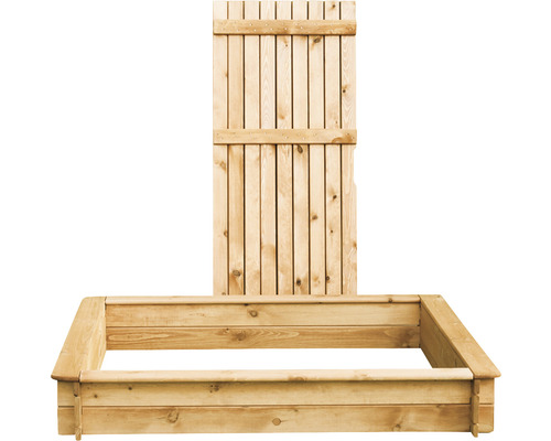 Sandkasten aus Holz mit Rückenlehne